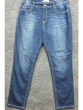 VGS Embroidered Skinny Jeans 16 Blue High Rise Denim Casual Streetwear Festival